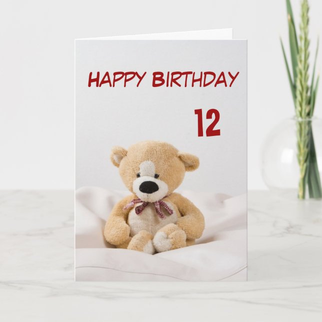 Tema för Nalle i Grattis på födelsedagen 12:e Kort (Framsida)
