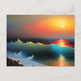 Tema för oceanen och solnedgången vykort
