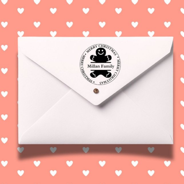 Tema för Pepparkaksgubbe under jul Självfärgande Stämpel (Celebrate the holidays with a charming Christmas Gingerbread man self-inking stamp )