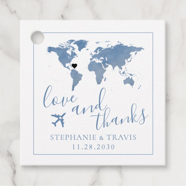 Tema för resemöte för målbröllop gåvor etiketter (Framsida)