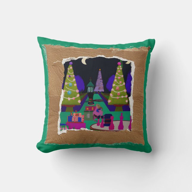 Tema för roligt av jultomte helgdag kudde (Framsida)