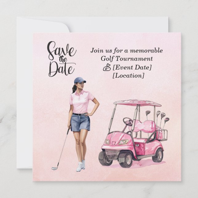 Tema för Rosa av Golf Woman-turnering Inbjudningar (Framsida)