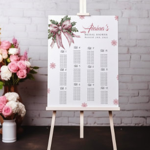 Tema för rosa av snöflingor i sjökortet christmas poster