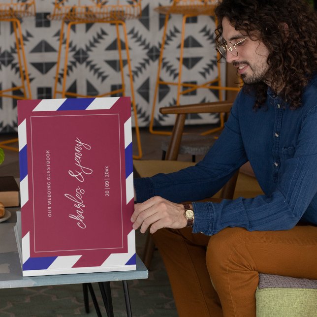 Tema för royal Red och Blue Bröllop Gästböcker (Make a memory of your guest book in your royal wedding way.)