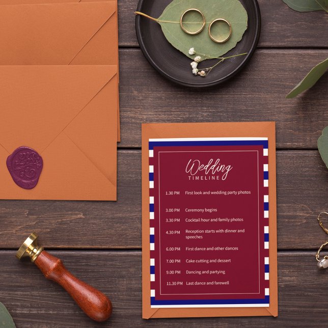 Tema för royal Red och Blue Bröllop Program (Wedding programs cards that matches same as your invitation and theme. )
