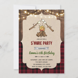 Tema för Rustic smore-lägret Inbjudningar