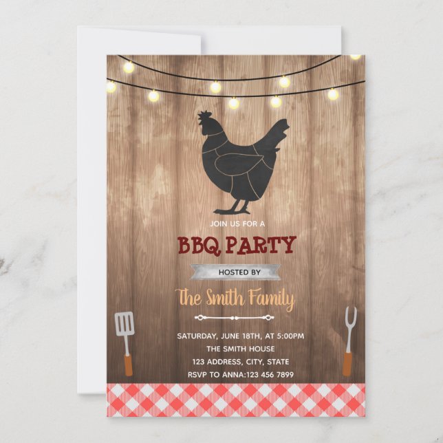 Tema för rustiska hönsbin inbjudningar (Framsida)