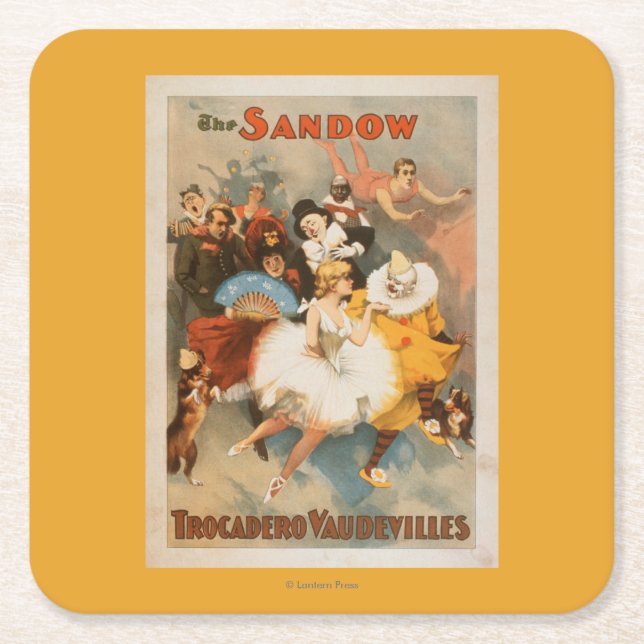 Tema för Sandow Trocadero Vaudevilleskarneval Underlägg Papper Kvadrat (Framsidan)