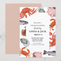 Tema för skaldjur för middagpartyinbjudan
