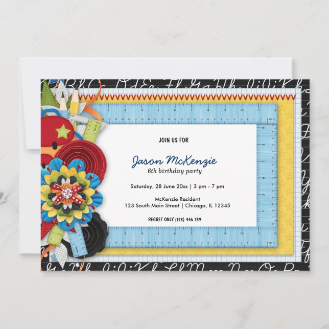 Tema för skolfödelsedag inbjudningar (Framsida)