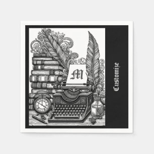 Tema för skrivprogram för monogrammad Vintage Pappersservett