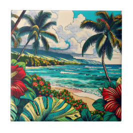 Tema för söt Hawaiian Island Kakelplatta