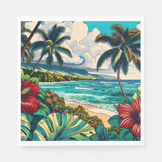 Tema för söt Hawaiian Island Pappersservett (Framsidan)