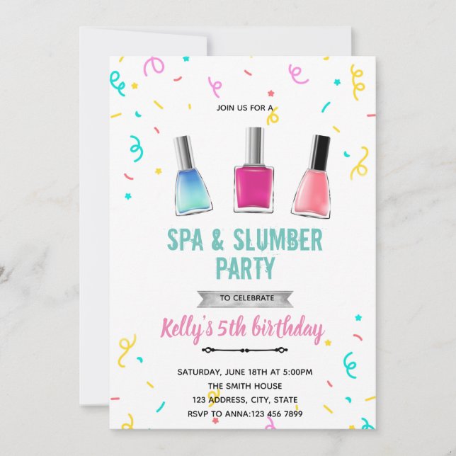 Tema för spa-manikyr för spjutspets inbjudningar (Framsida)