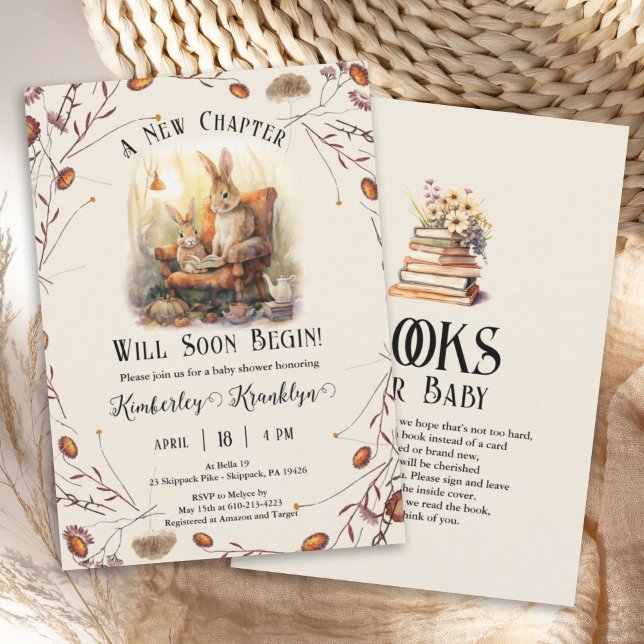 Tema för Storybook New Chapter Baby Shower bokar Inbjudningar (Skapare uppladdad)
