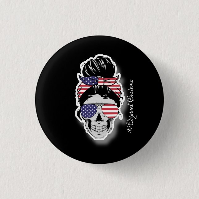 Tema för SugarSkull Pin USA färg Knapp (Framsida)
