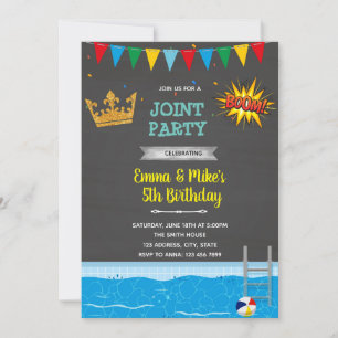 Tema för superhjälte och prinsessans simma inbjudningar
