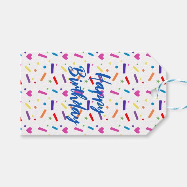 Tema för Sweet Sprinkle-Födelsedagsfest Presentetikett (Framsidan (Horisontell))