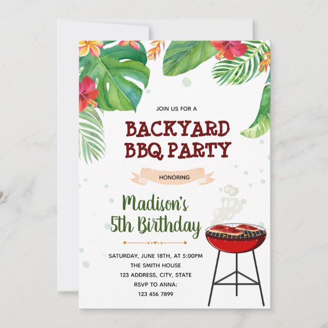 Tema för Tropical luau bbq Inbjudningar (Framsida)