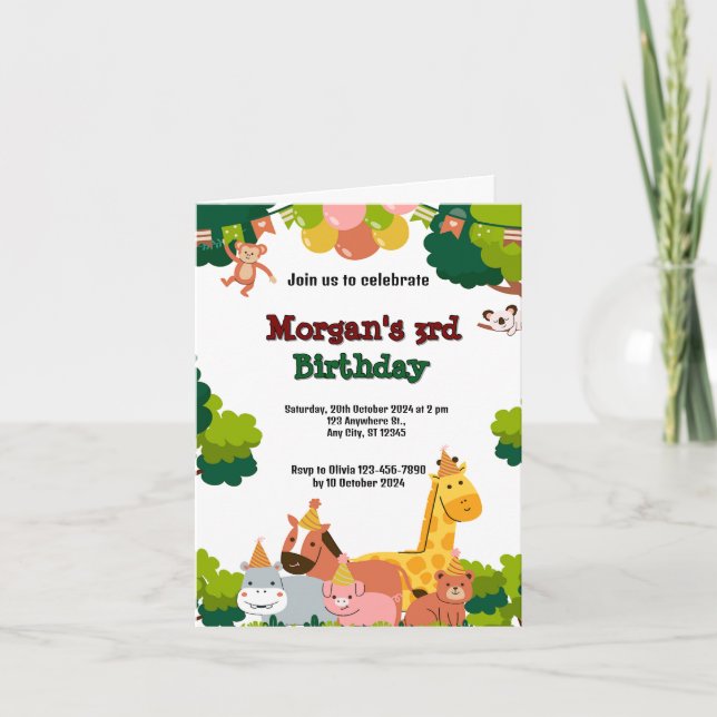 tema för vilda djur inbjudan (Framsida)