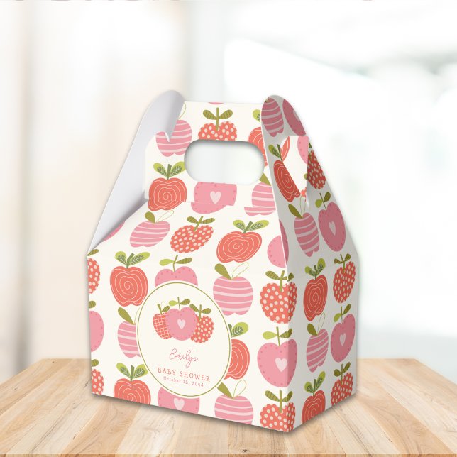 Tema för Whimsical Fall Apple Baby Shower Rosa Red Presentaskar (Skapare uppladdad)