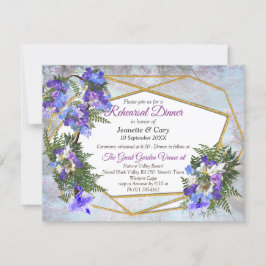 Tema Geometric Guld & Jacaranda Flowers Inbjudningar