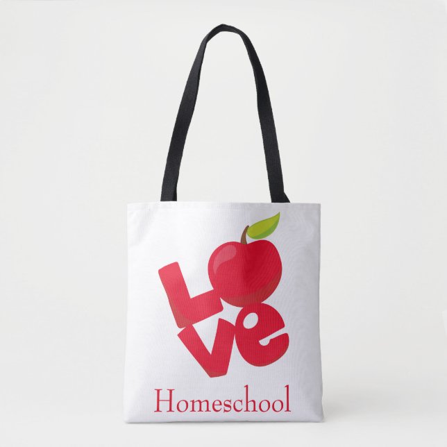 Tema Homeschool Äventyr Red and White Apple Tygkasse (Framsida)