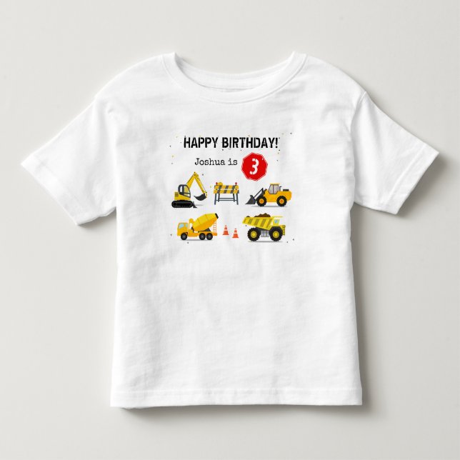 Tema Konstruktion Dumper Barnkalas T Shirt (Framsida)