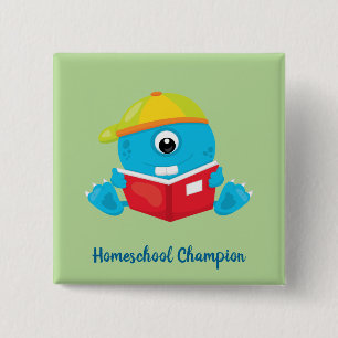 Tema med blått homeschoolmonster knapp