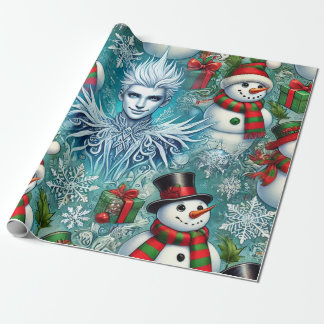 Tema om jack frost och snögubbe-julmas presentpapper
