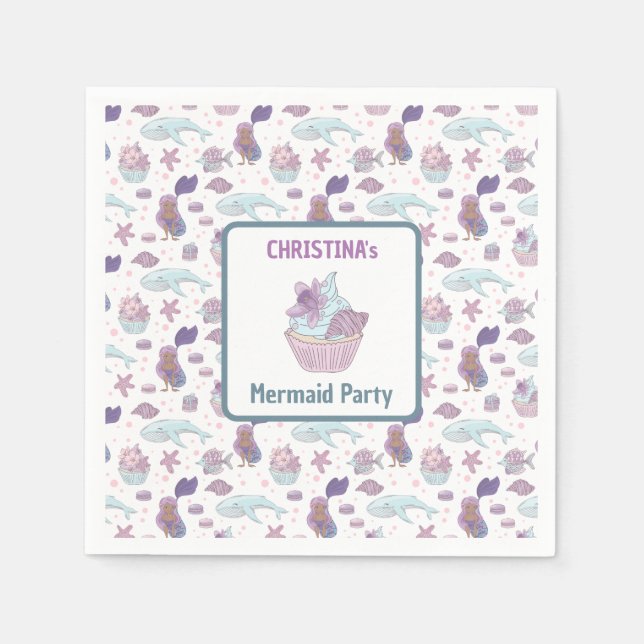 Tema om Svartahavets Svarta Sjöjungfruns Lila-Föde Pappersservett (Framsidan)