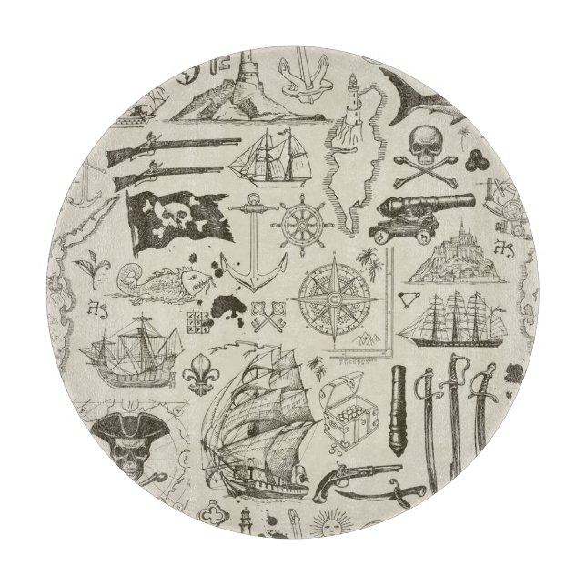 Tema pirat: vintage nautiska mönster. (Framsidan)