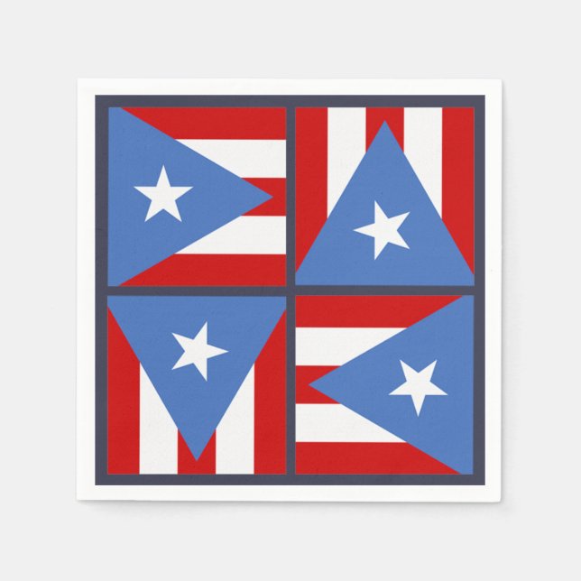 Tema Puerto Rico Party: Flagga, Mönster Pappersservett (Framsidan)