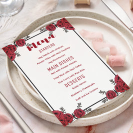 Tema röd ros Blommigt Bröllop Meny
