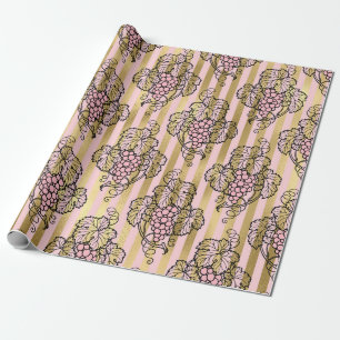 Tema rosa och Guld Paris Foil Vin Presentpapper