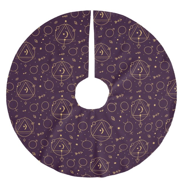 Tema Solareclipse i Celestial Guld Star Julgransmatta Borstad Polyester (Framsidan)
