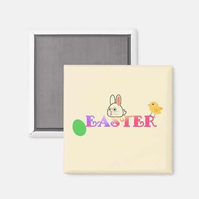 Tema Text, bunny och chic Påsk Magnet (Front/Back)