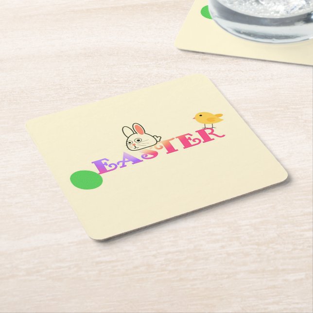 Tema Text, bunny och chic Påsk Underlägg Papper Kvadrat (Vinklad)