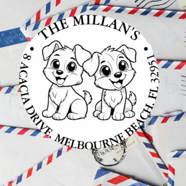 Tema Twin hundar älskare Självfärgande Stämpel (Celebrate your love for twin dogs with our compassionate self-inking stamp)