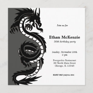 Tema Yin Yang Dragon Birthday Inbjudningar