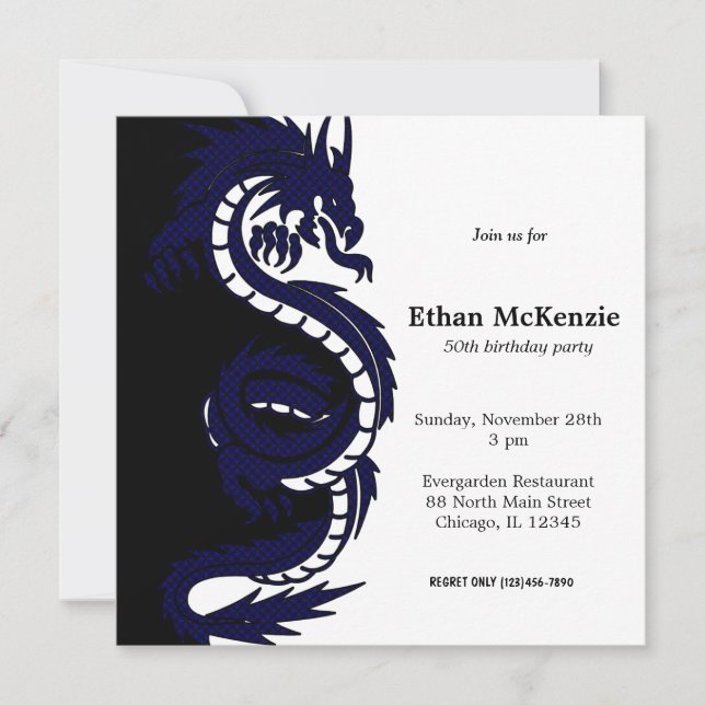 Tema Ying Yang Dragon Birthday Inbjudningar (Framsida)