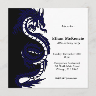 Tema Ying Yang Dragon Birthday Inbjudningar