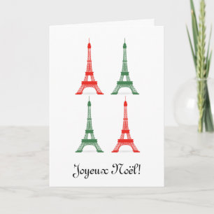 TemaEiffel för röd och grön jul franska torn Helgkort