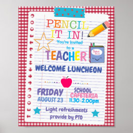 Temaevenemang för lärarluncheon i back to school poster