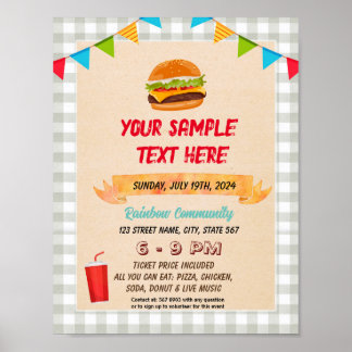 Temafallare för Cute Hamburger Poster