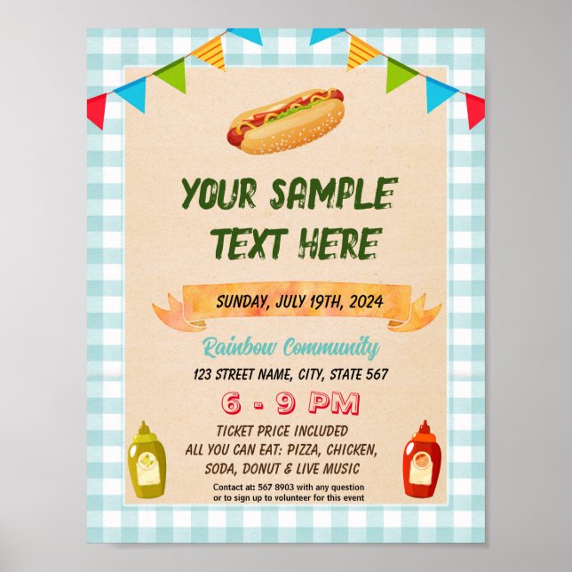 Temafallare för Cute Hotdog Poster (Framsidan)