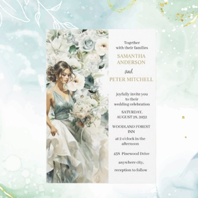 Temainbjudan Dusty Blue Eucalyptus Gr bröllop Inbjudningar (Discover elegant and modern wedding invitations with floral and rustic themes.  )