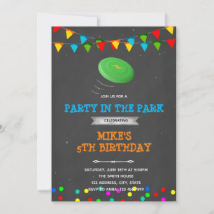 Temainbjudan för frisbee party-födelsedag inbjudningar
