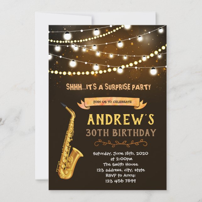 Temainbjudan för musikens vuxen-födelsedag inbjudningar (Framsida)