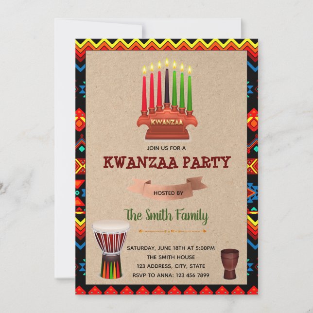 Temainbjudan Kwanzaa party Inbjudningar (Framsida)